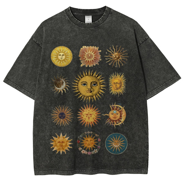 Sun Character Unisex Vintage Washed Tee