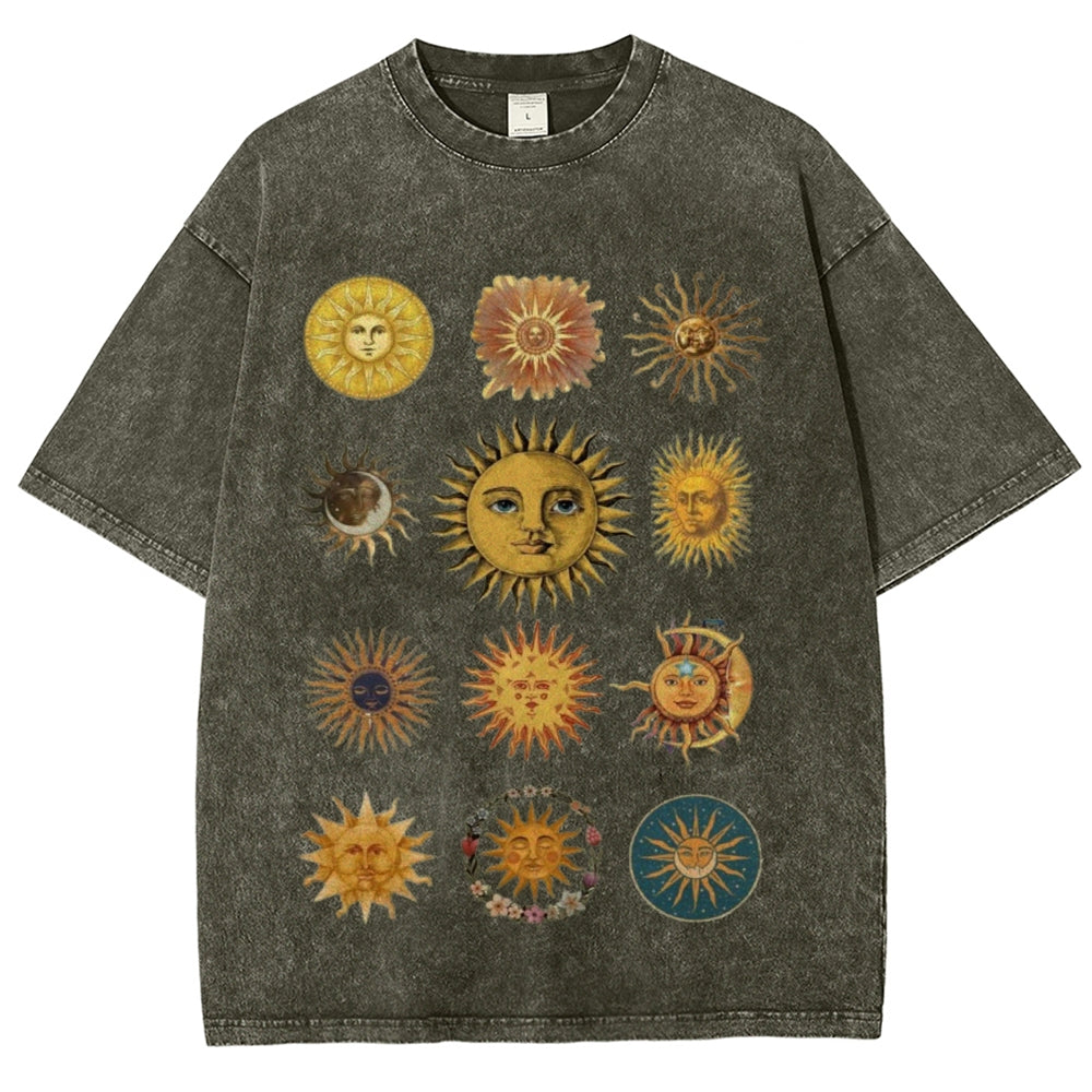 Sun Character Unisex Vintage Washed Tee