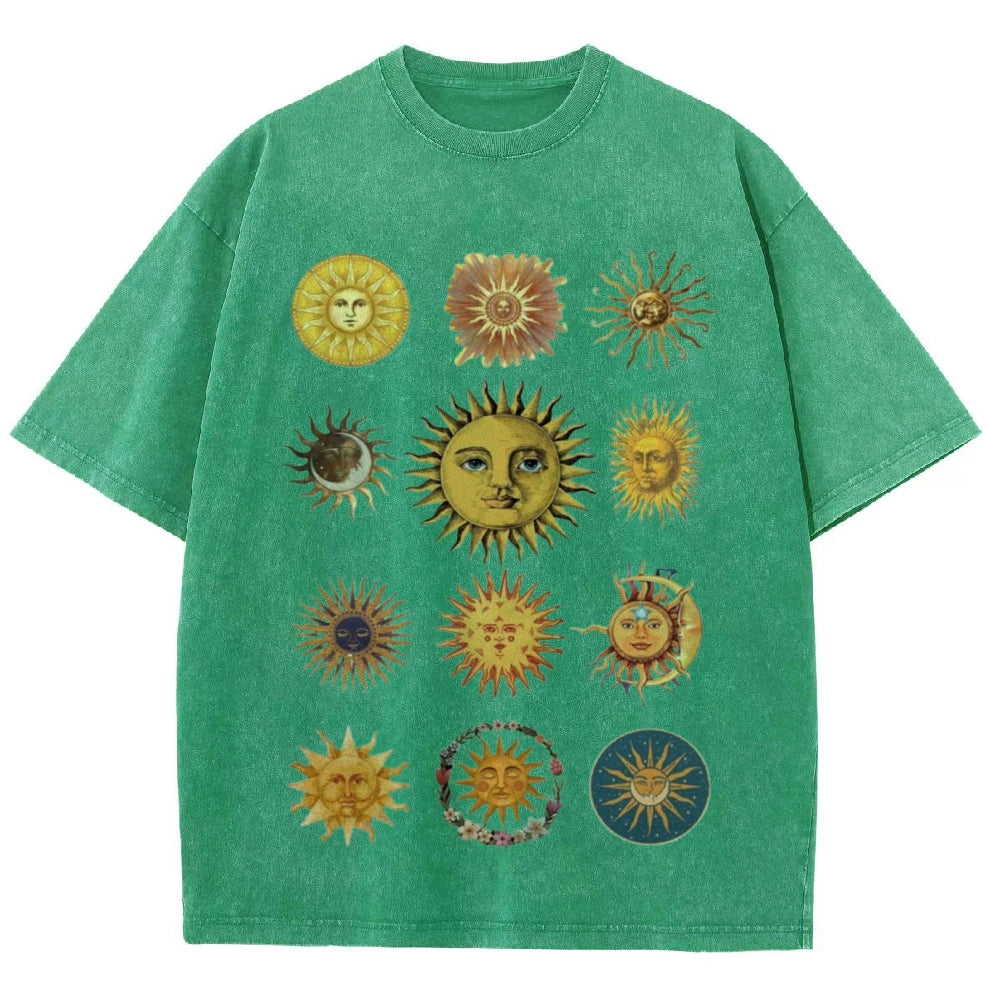 Sun Character Unisex Vintage Washed Tee