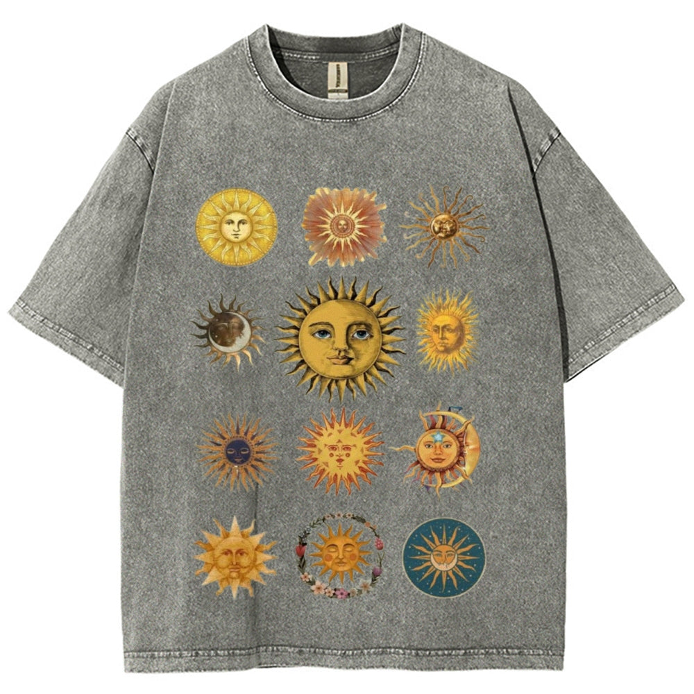 Sun Character Unisex Vintage Washed Tee