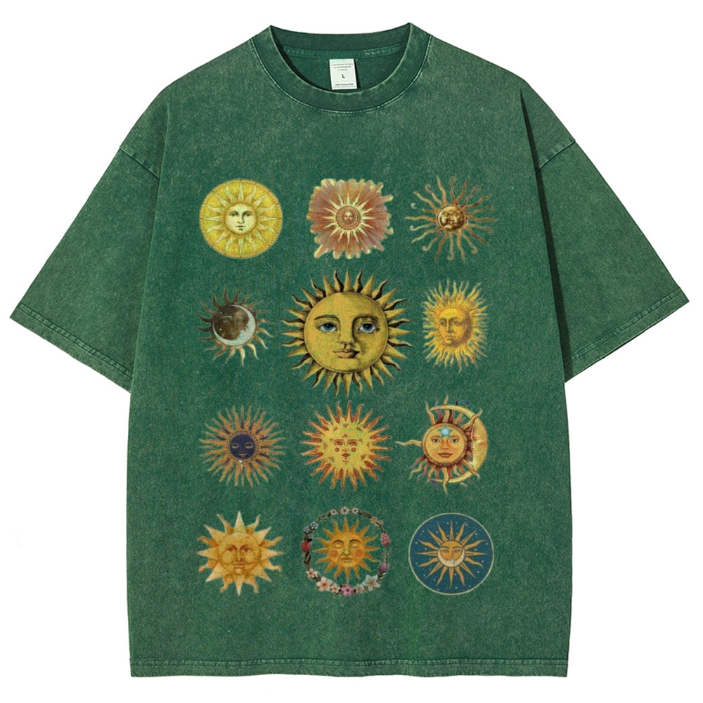Sun Character Unisex Vintage Washed Tee