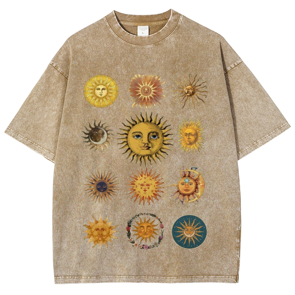 Sun Character Unisex Vintage Washed Tee