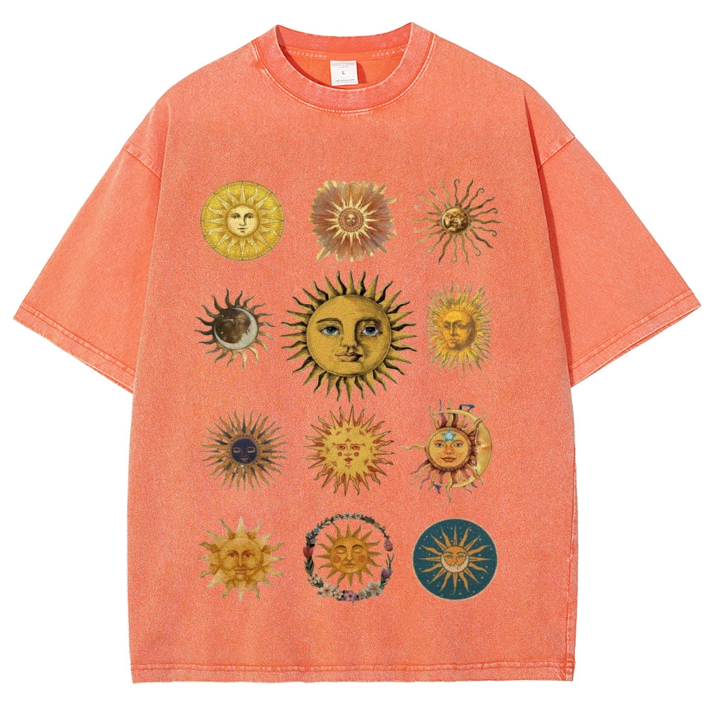 Sun Character Unisex Vintage Washed Tee