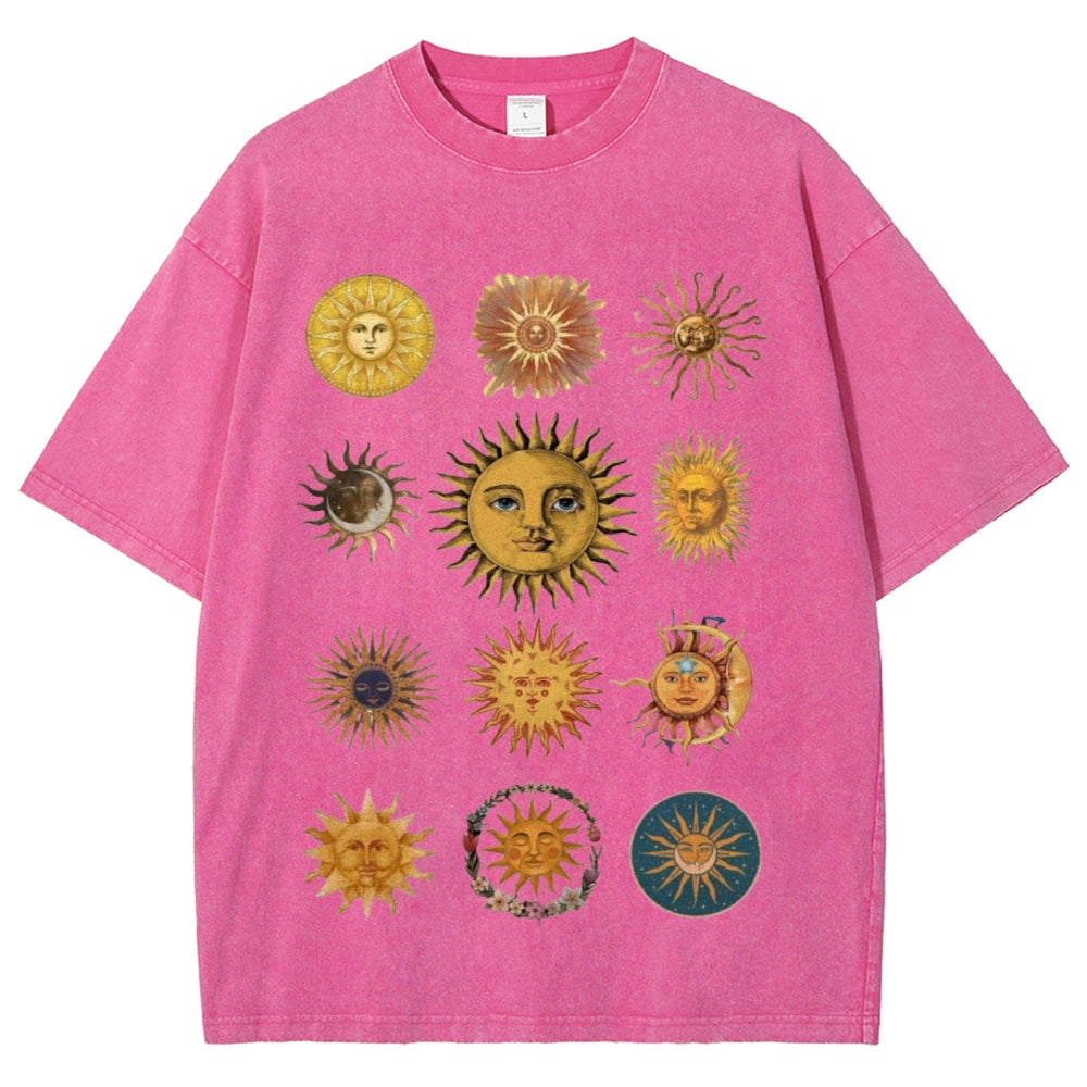 Sun Character Unisex Vintage Washed Tee