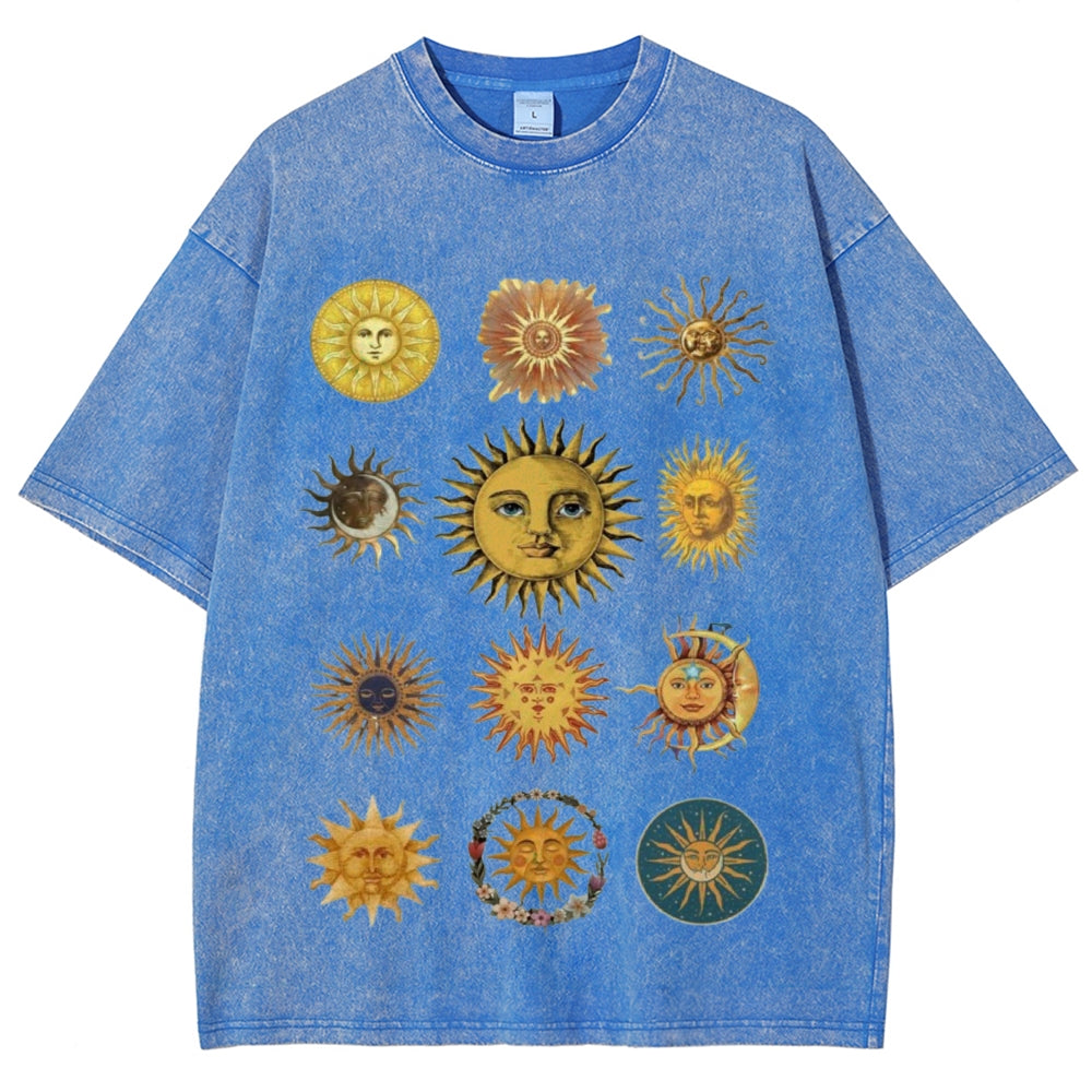Sun Character Unisex Vintage Washed Tee