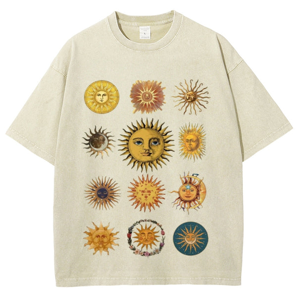 Sun Character Unisex Vintage Washed Tee