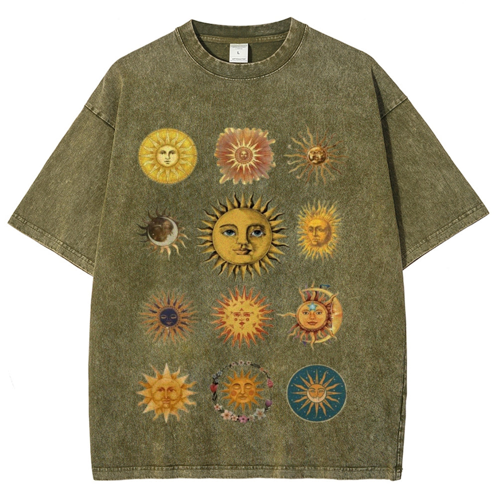 Sun Character Unisex Vintage Washed Tee