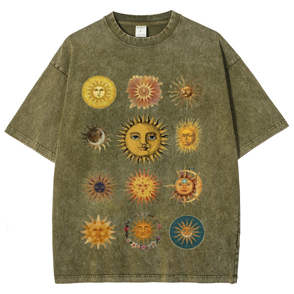 Sun Character Unisex Vintage Washed Tee