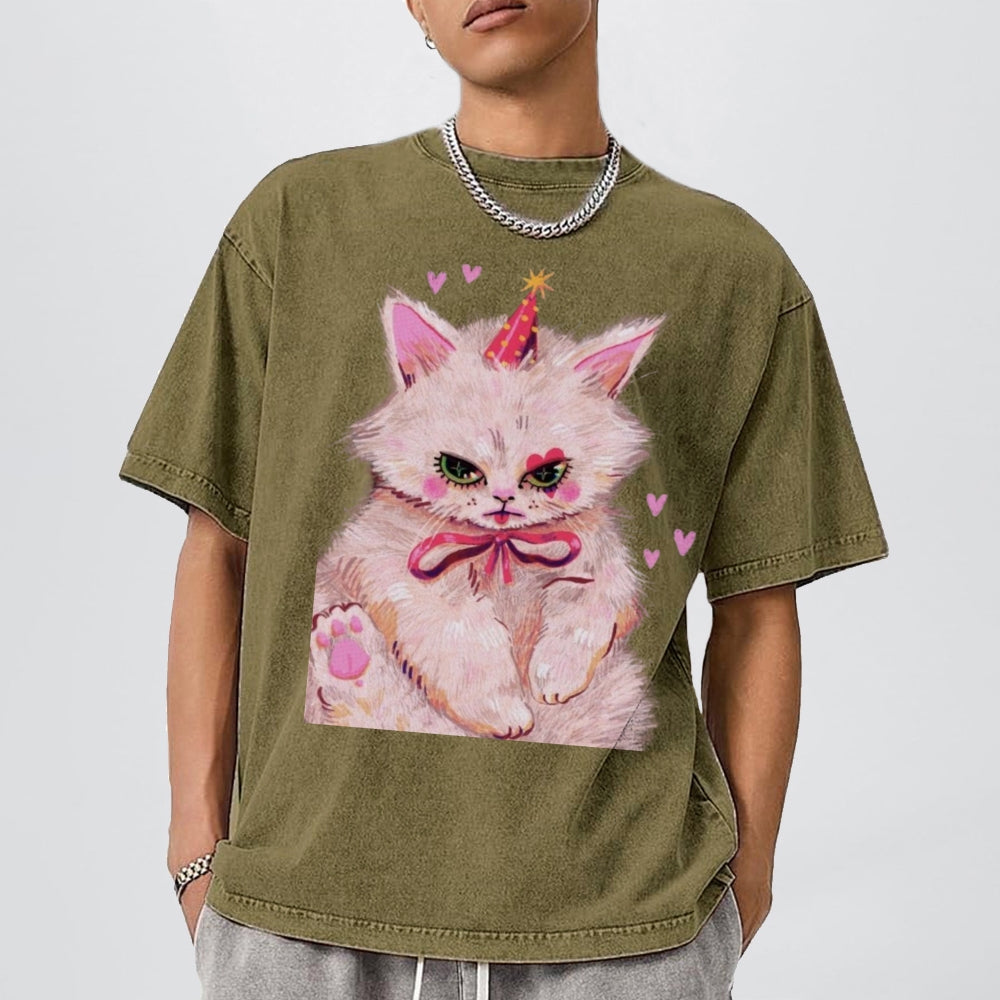 Clown Kitty Unisex Vintage Washed Tee