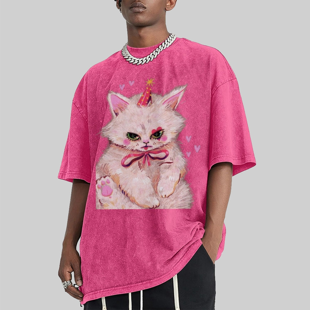 Clown Kitty Unisex Vintage Washed Tee
