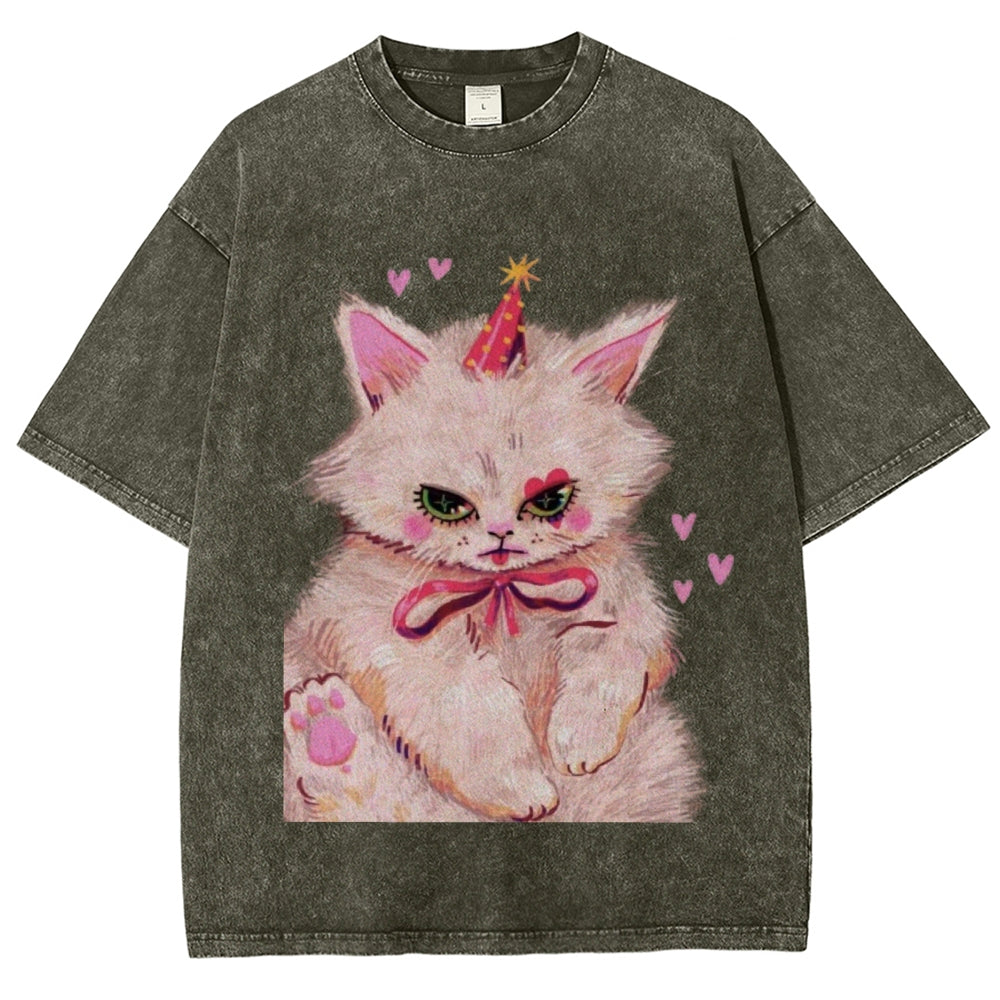 Clown Kitty Unisex Vintage Washed Tee