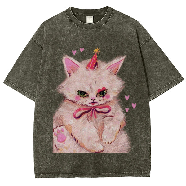 Clown Kitty Unisex Vintage Washed Tee