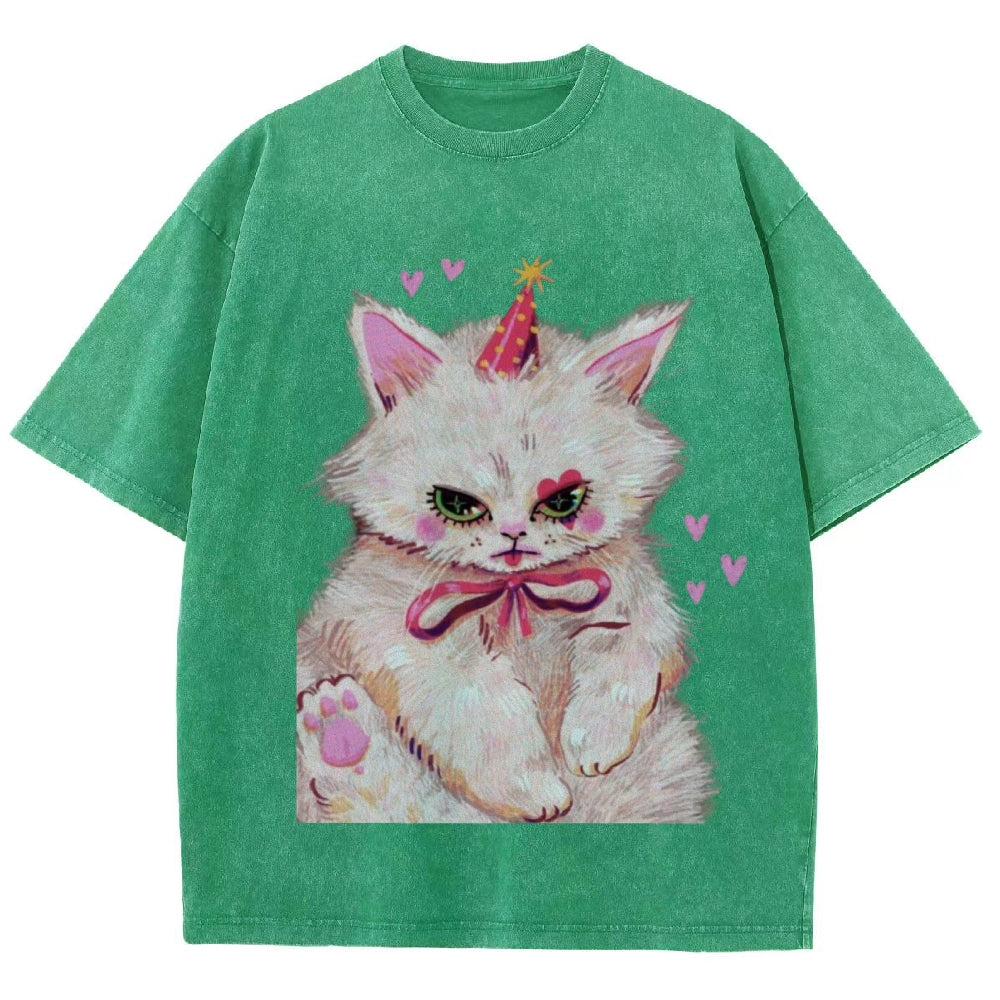 Clown Kitty Unisex Vintage Washed Tee