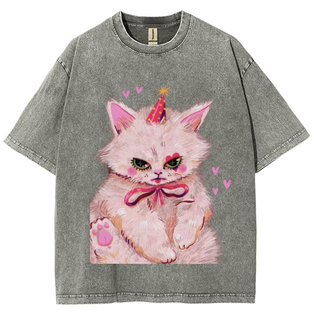 Clown Kitty Unisex Vintage Washed Tee
