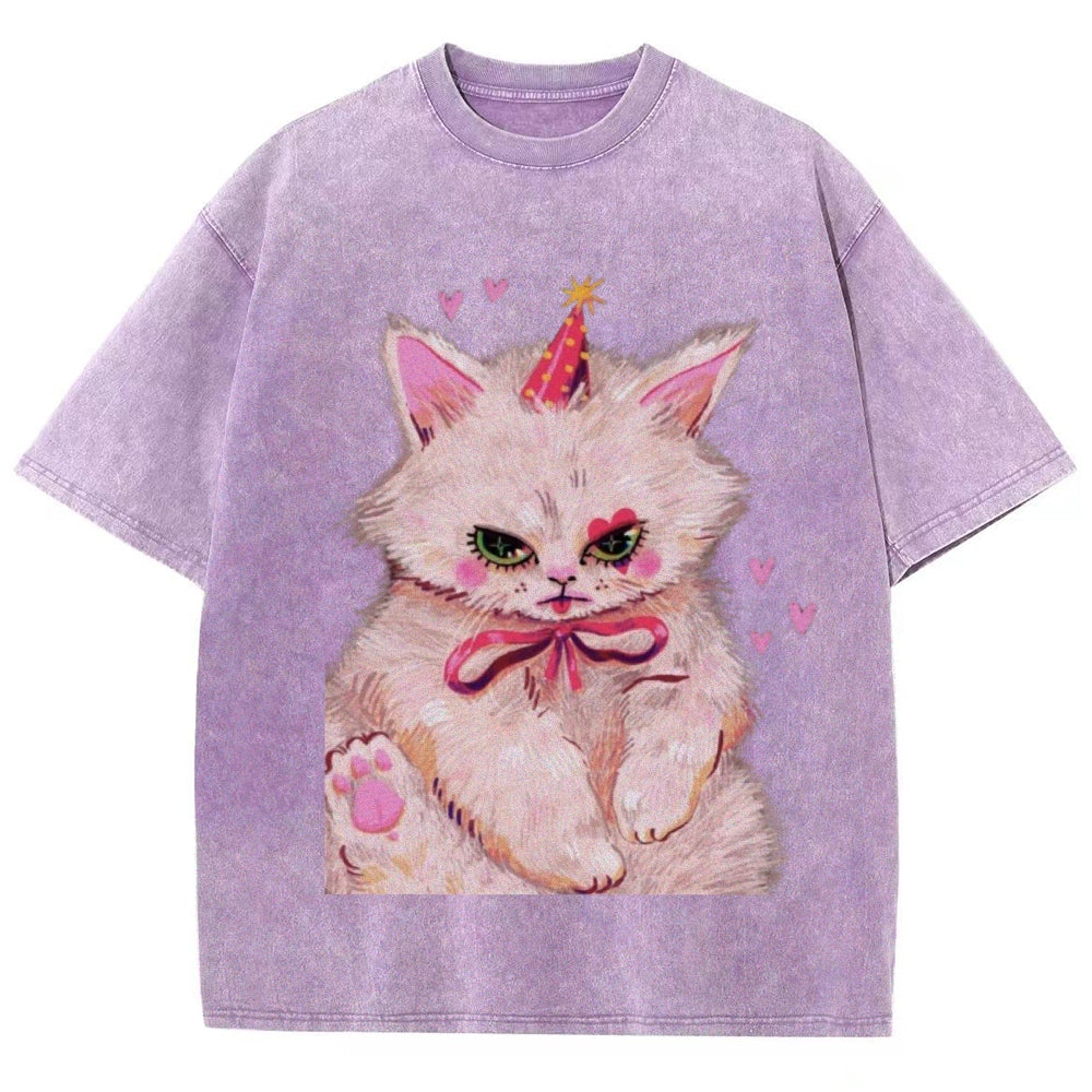 Clown Kitty Unisex Vintage Washed Tee
