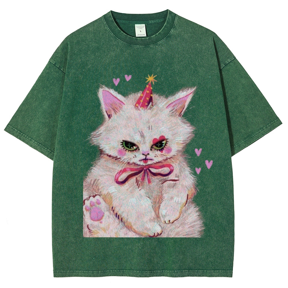 Clown Kitty Unisex Vintage Washed Tee