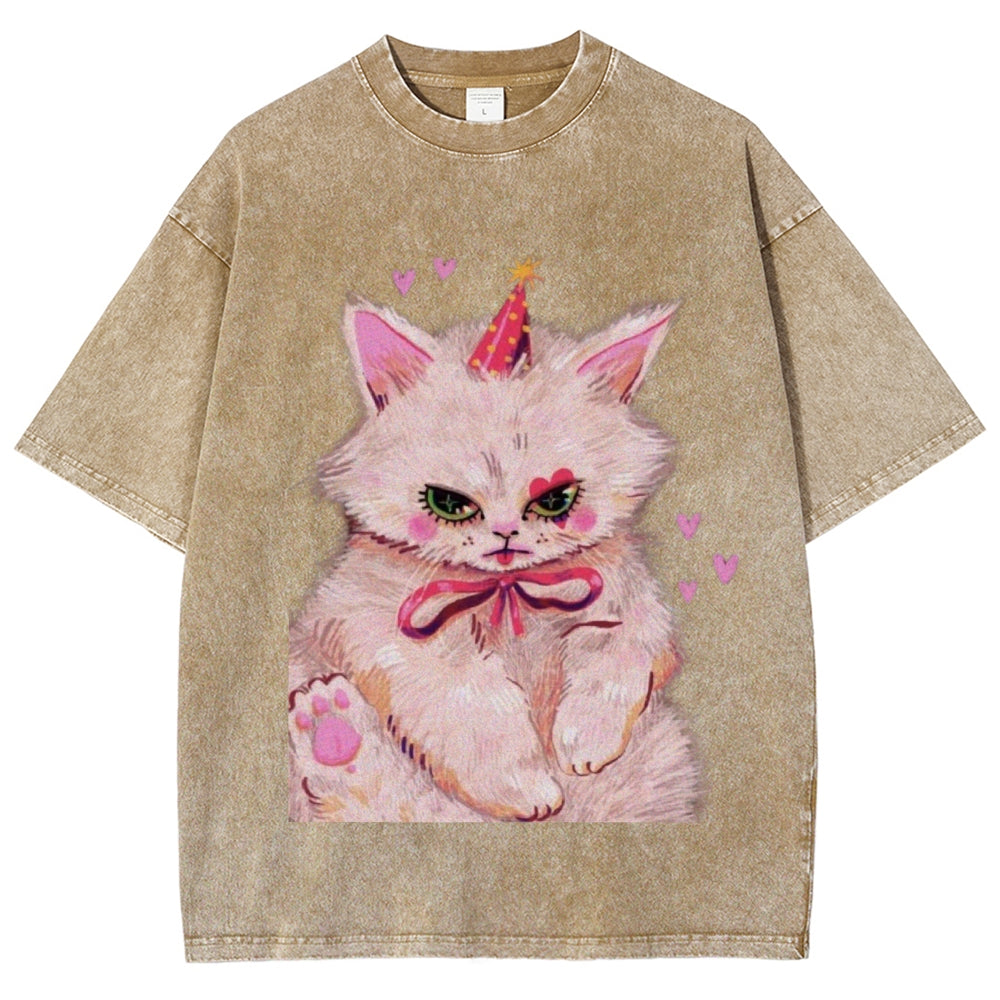 Clown Kitty Unisex Vintage Washed Tee