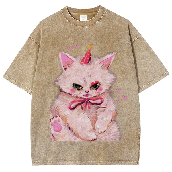 Clown Kitty Unisex Vintage Washed Tee
