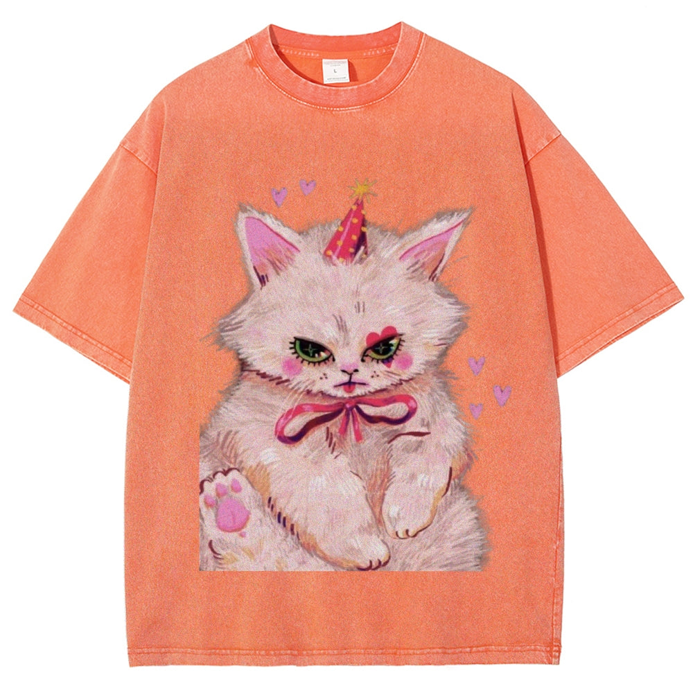 Clown Kitty Unisex Vintage Washed Tee