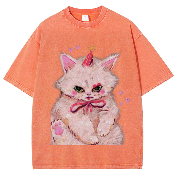 Clown Kitty Unisex Vintage Washed Tee