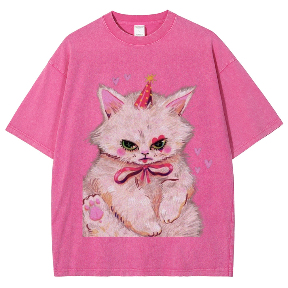 Clown Kitty Unisex Vintage Washed Tee