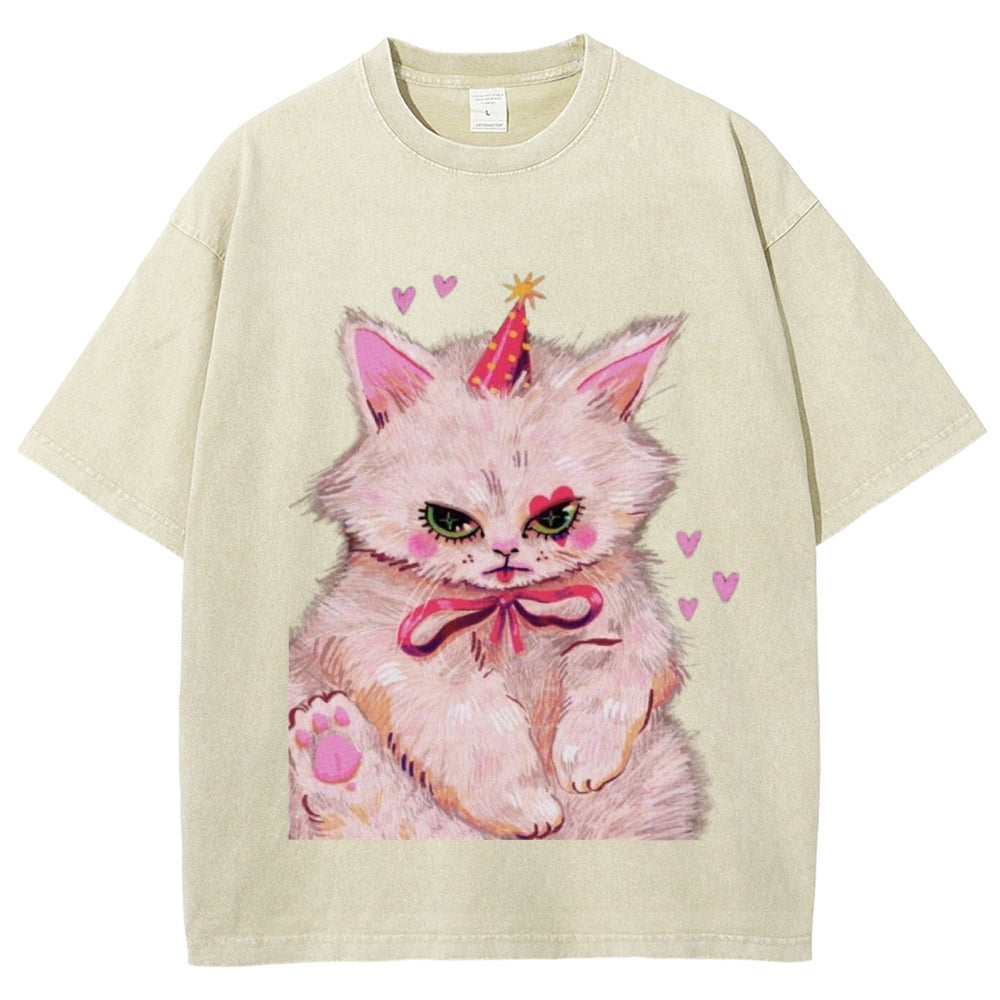 Clown Kitty Unisex Vintage Washed Tee