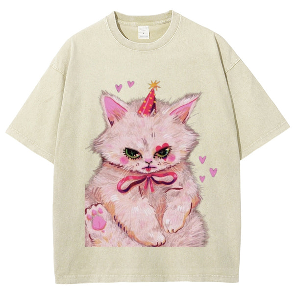 Clown Kitty Unisex Vintage Washed Tee