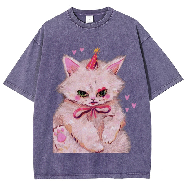 Clown Kitty Unisex Vintage Washed Tee