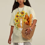 Sunflower Cat Unisex Vintage Washed Tee