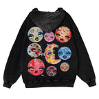 Sun And Moon Casual Washed Hoodie