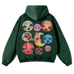 Sun And Moon Casual Washed Hoodie