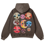 Sun And Moon Casual Washed Hoodie