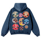 Sun And Moon Casual Washed Hoodie