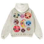 Sun And Moon Casual Washed Hoodie