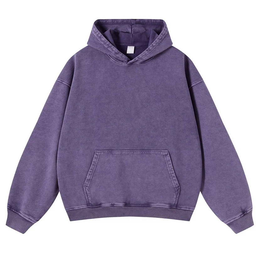 Cute Alien Back Print Casual Washed Hoodie