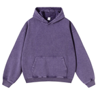 Cute Alien Back Print Casual Washed Hoodie