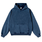 Cute Alien Back Print Casual Washed Hoodie
