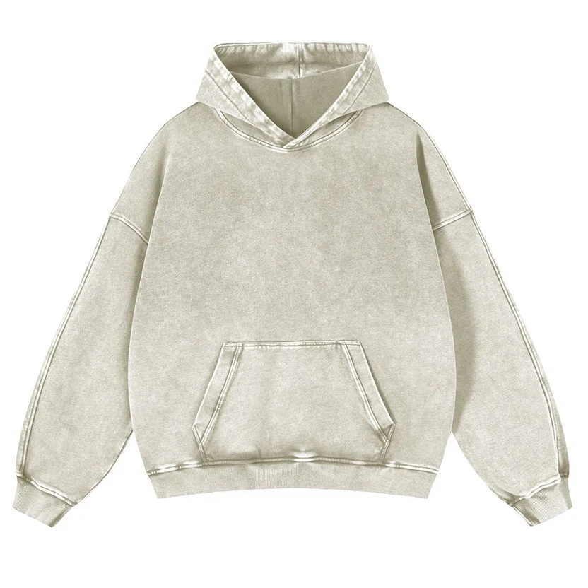 Cute Alien Back Print Casual Washed Hoodie