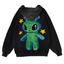 Cute Alien Back Print Casual Washed Hoodie