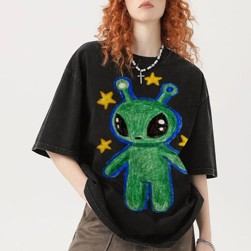 Cute Alien Unisex Vintage Washed Tee