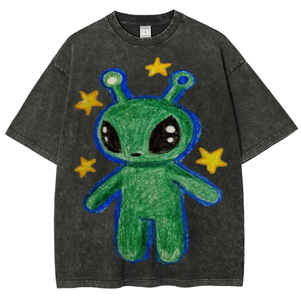 Cute Alien Unisex Vintage Washed Tee