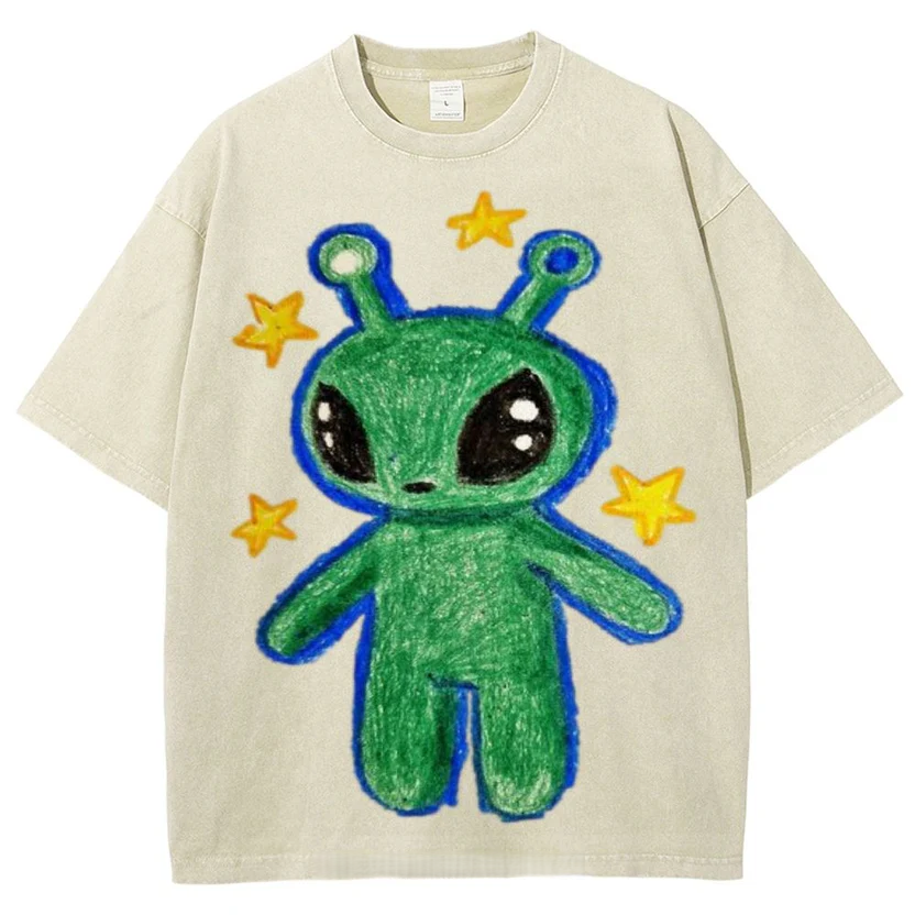 Cute Alien Unisex Vintage Washed Tee