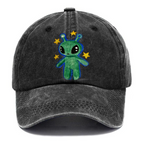 Cute Alien Unisex Vintage Casual Washed Cap
