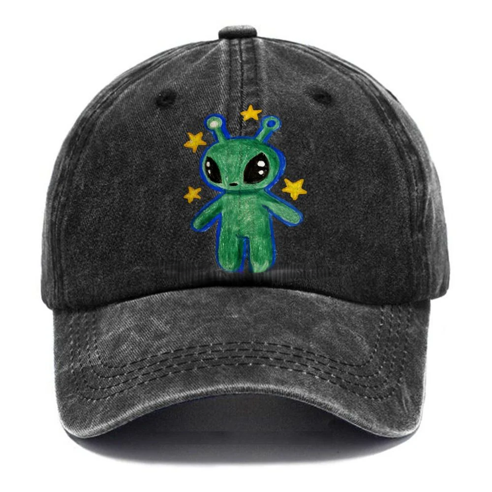 Cute Alien Unisex Vintage Casual Washed Cap