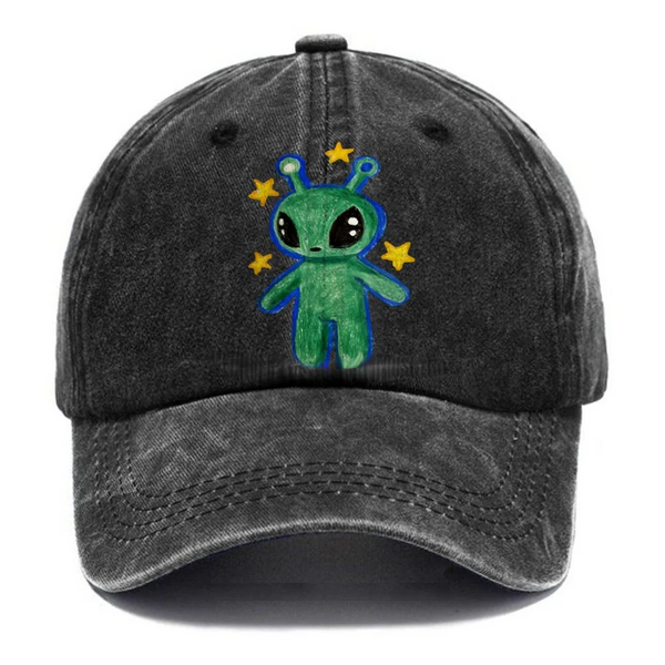 Cute Alien Unisex Vintage Casual Washed Cap