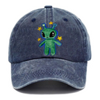 Cute Alien Unisex Vintage Casual Washed Cap