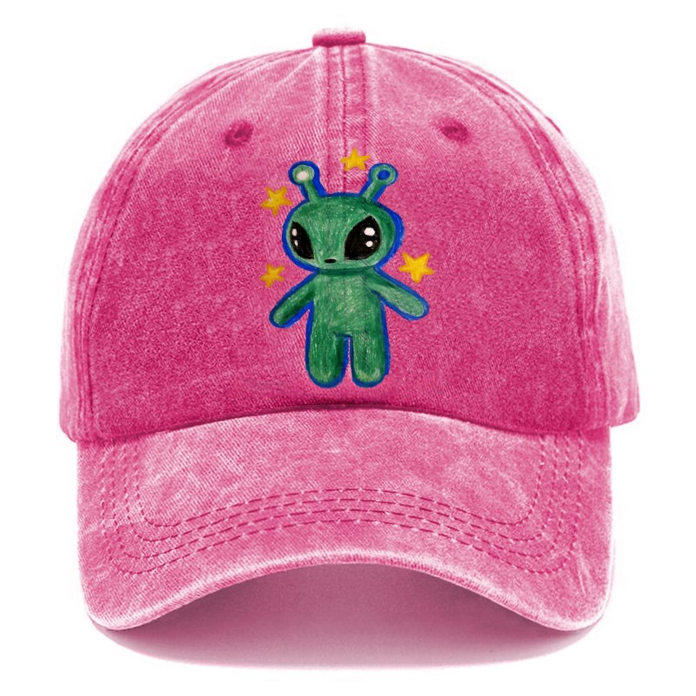 Cute Alien Unisex Vintage Casual Washed Cap