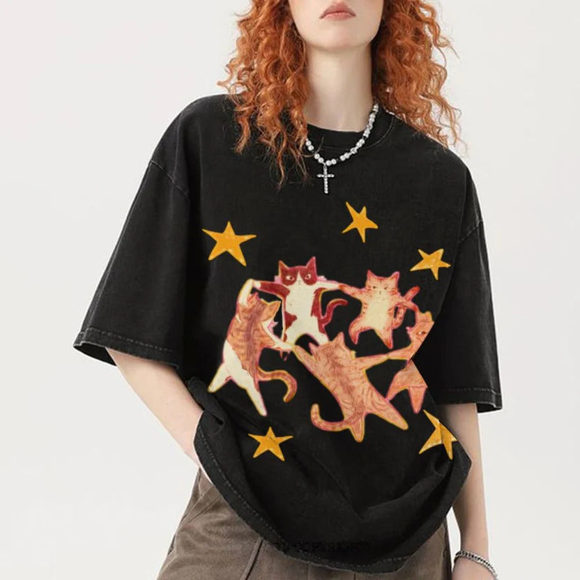Five Cats Unisex Vintage Washed Tee