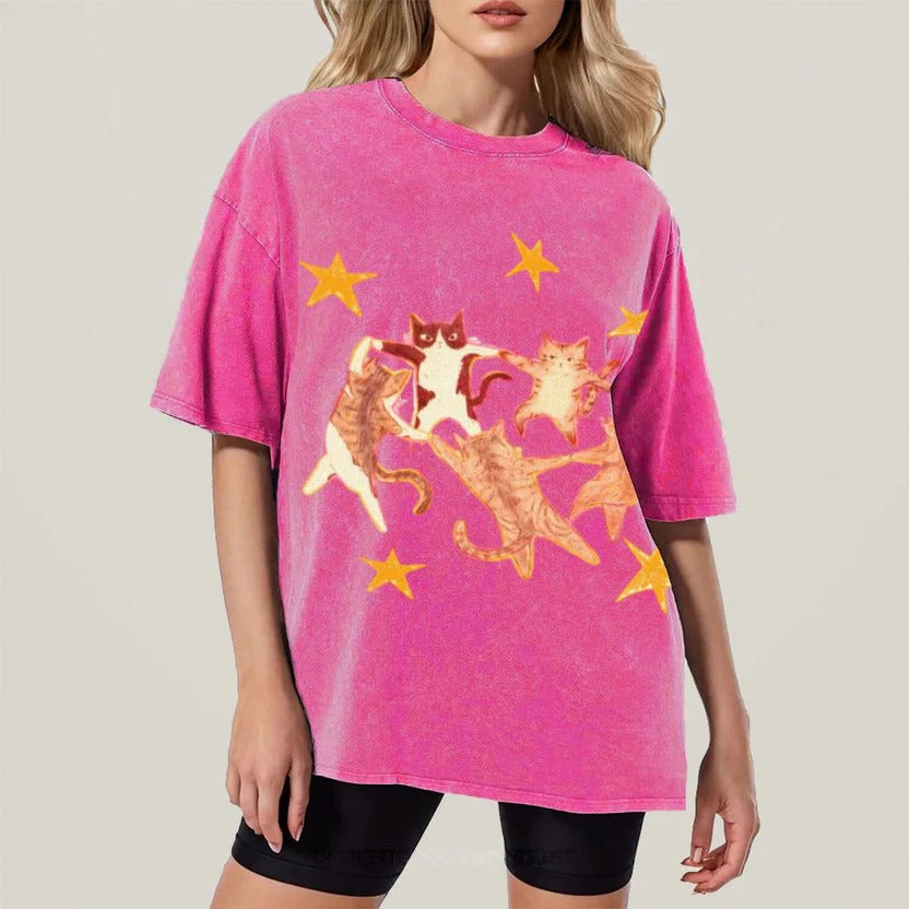 Five Cats Unisex Vintage Washed Tee