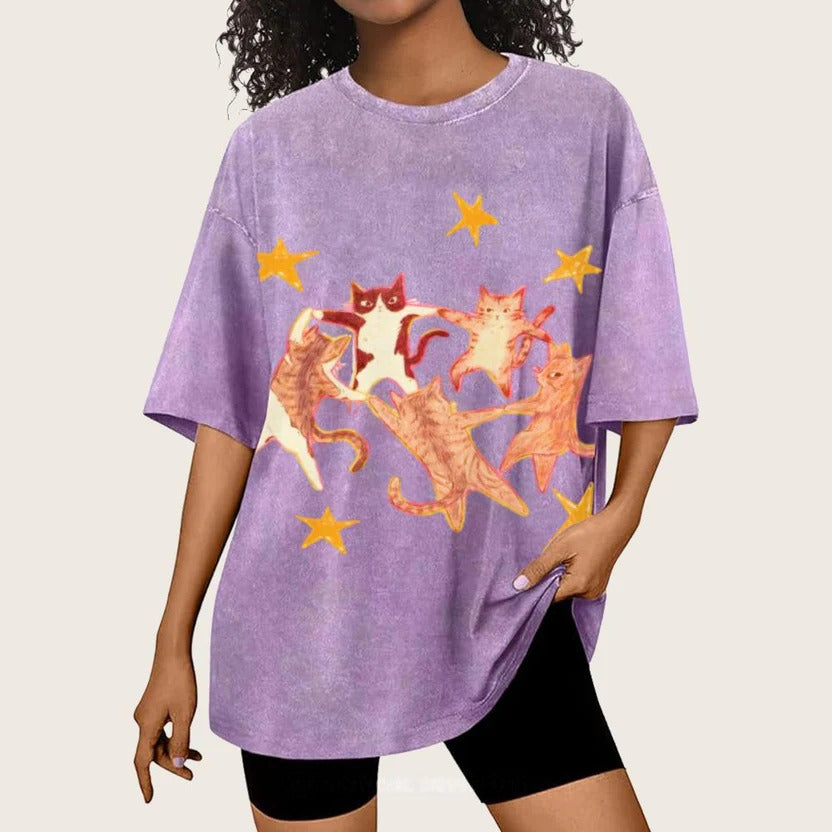 Five Cats Unisex Vintage Washed Tee